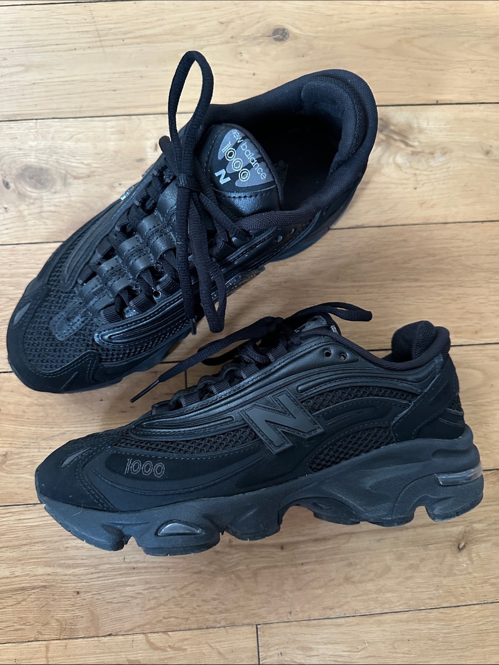 New Balance 1000, Jet Black, size 6.5 (women’s).